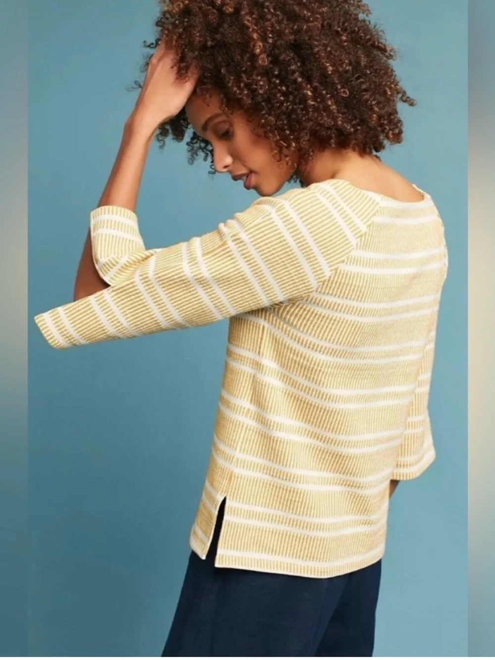 Anthropologie Postmark Striped Flared Sleeve Knit Top